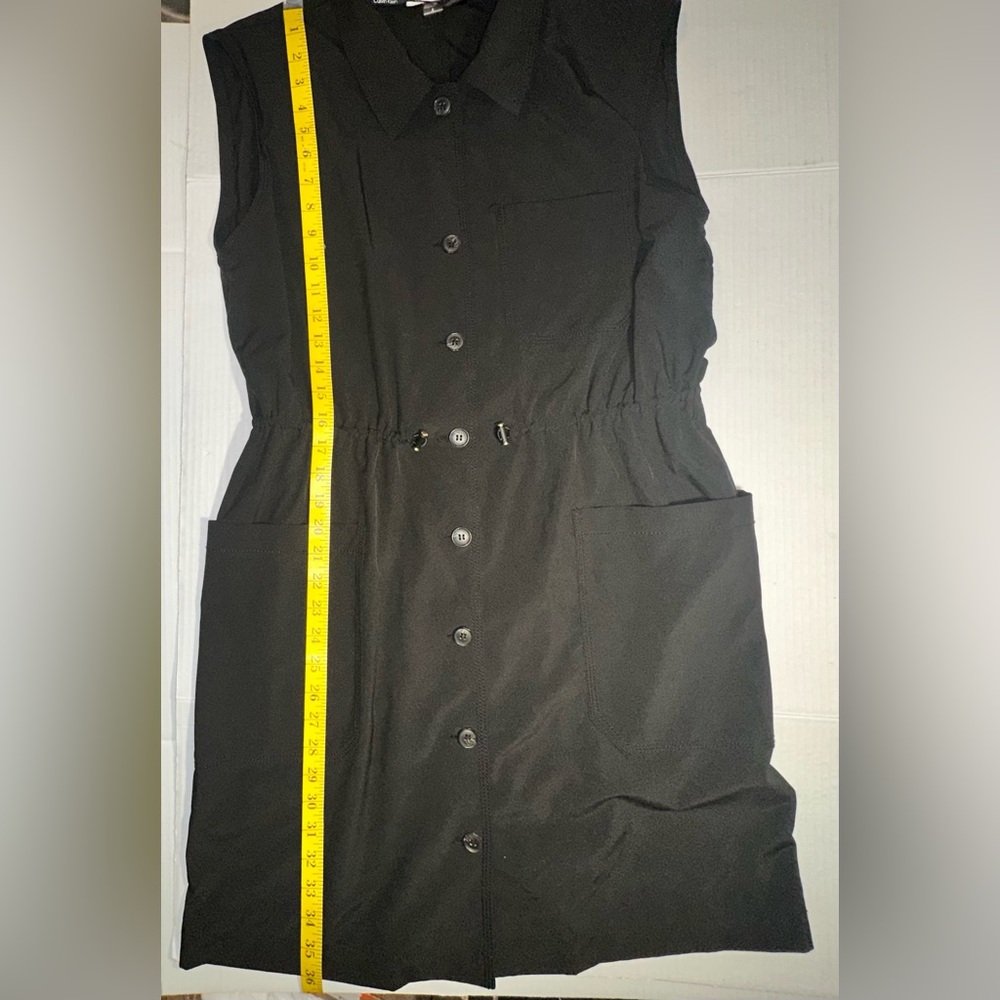 Calvin Klein Button Up Dress Womens Size 8 Black Collared Sleeveless Pockets - Picture 5 of 15